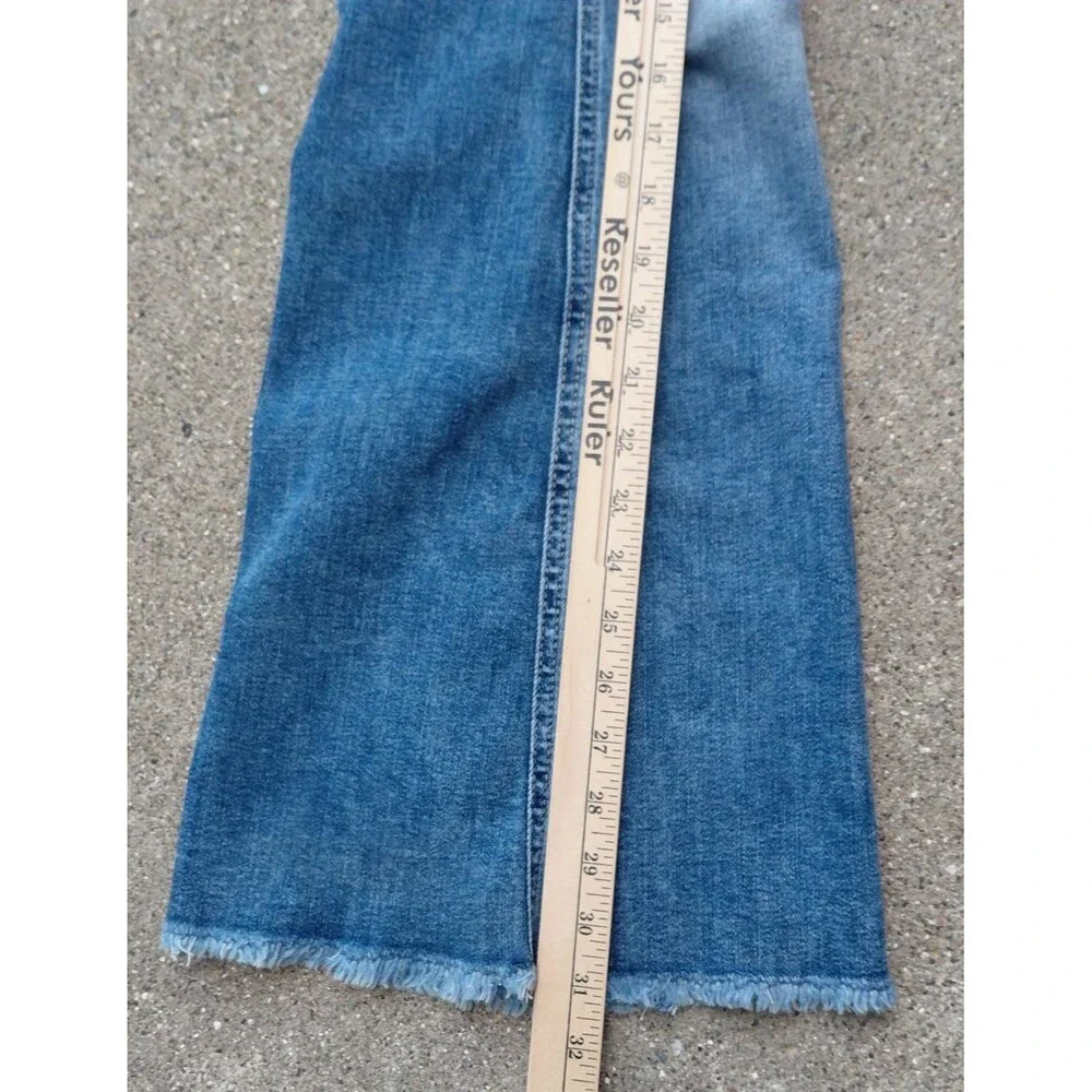 Edgely Flare Jeans Womens 10 Blue Denim High Rise Front Seam Raw Hem Comfort